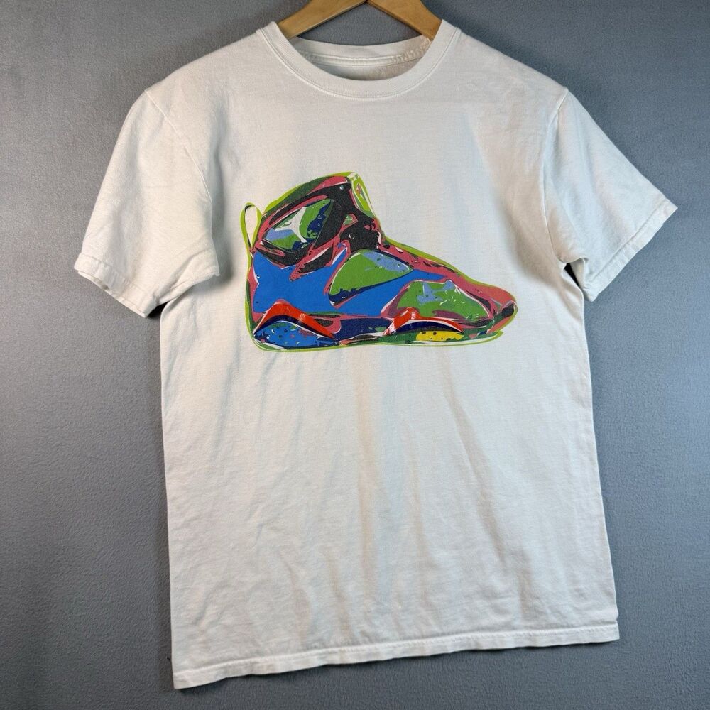Jordan Jumpman Men’s Sz M White Graphic Sneaker Print T-Shirt Retro Shoe Art